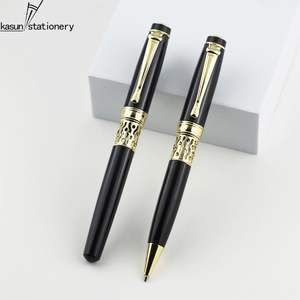 Stylo bille de luxe noir et or en métal - Design gravé complexe, stylo professionnel haut de gamme avec logo personnalisé pour cadeaux d'entreprise - Product Image 4