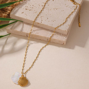 Collares de Moda Hawaiana de Verano, Joyería de Acero Inoxidable 316L, Collar de Conchas Marinas Chapado en Oro de 14k y 18k para Mujer - Product Image 6