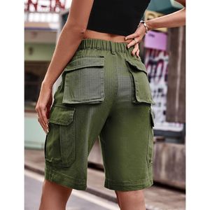 FOXA Women's Elastic Waist Cargo Shorts Multi Pockets Loose Fit Casual Bermuda Shorts - Product Image 2