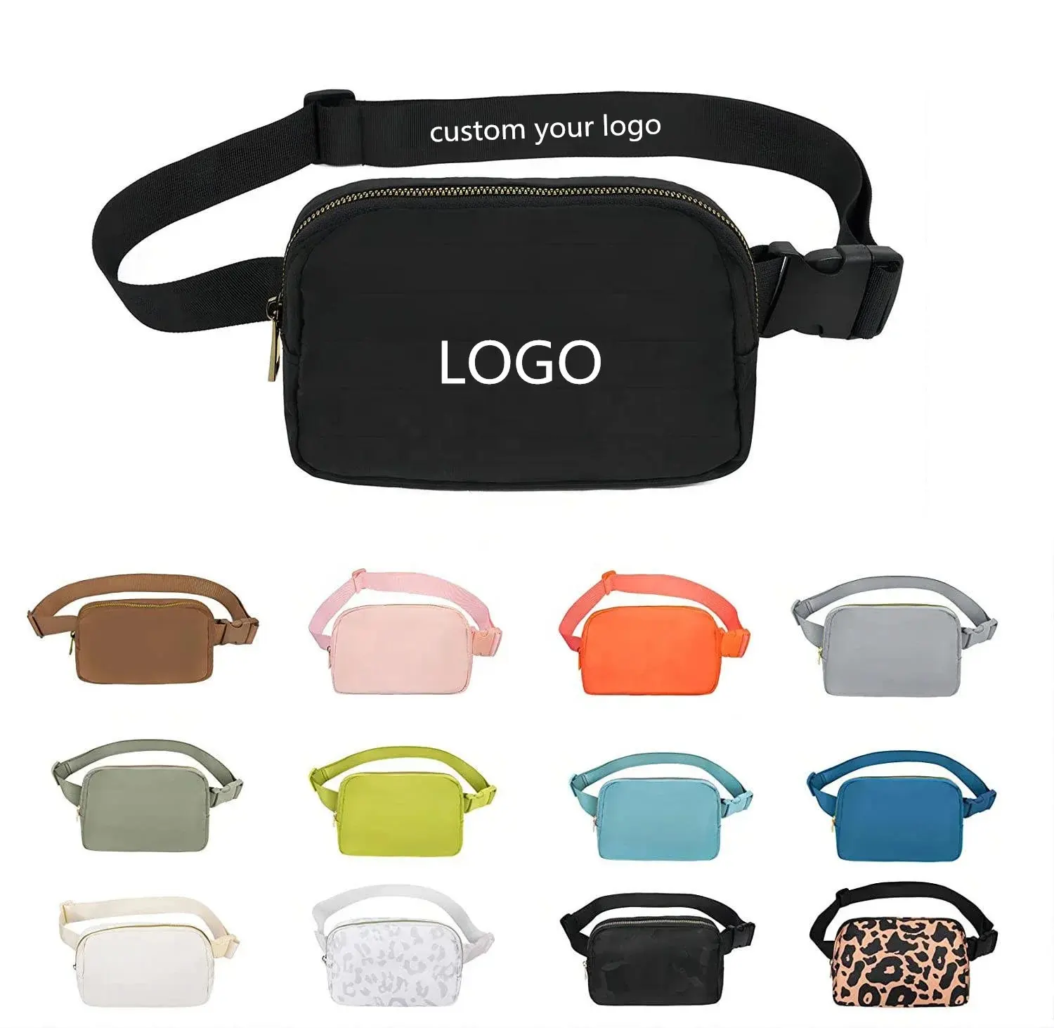 Custom print logo sport Waterproof chest pouch bum belt bag men waist bag Luxury Nylon running women fanny pack crossbody bag