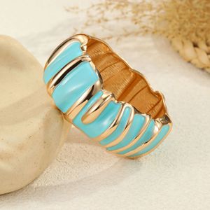<span class=keywords><strong>Pulsera</strong></span> elástica chapada en oro con esmalte grueso de colores llamativos, de moda, novedad al por mayor, regalo para ella, joyería de moda - Product Image 3