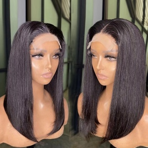 Châu Âu Nguyên liệu tóc con người ren phía trước Bob tóc giả cho phụ nữ da đen xương thẳng trong suốt vuông cắt Bob squire tóc giả - Product Image 4