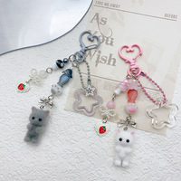 Mignon 3D résine lapin ours chat porte-clés métal téléphone portable et caméra lanière pendentif Anti-perte écouteur chaîne cadeau pour femmes hommes