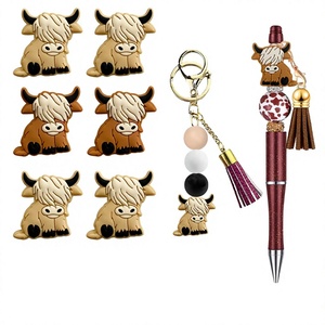 Two-Color Cow-Shaped <b>Silicone</b> <b>Beads</b> Loose Jewelry Accessories DIY Handmade Material Kit for Baby 0-24M with Totem Logo - Product Image 1