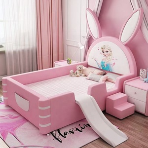 <span class=keywords><strong>Letto</strong></span> Morbido a Forma di Coniglio per <span class=keywords><strong>Cameretta</strong></span> Bambini, Design Moderno in Pelle Trapuntata, <span class=keywords><strong>Letto</strong></span> Intelligente Regolabile, Misura Singola - Product Image 3