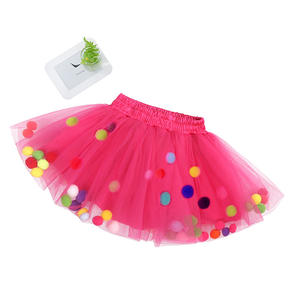 Falda Tutú <span class=keywords><strong>con</strong></span> <span class=keywords><strong>Pompones</strong></span> Coloridos para Niñas, Falda de Fiesta de Baile para Bebés, Falda Infantil de Boutique, Falda <span class=keywords><strong>con</strong></span> Cintura Elástica, Vestido de Princesa para Niñas - Product Image 4