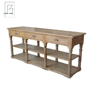 Original personnalisé WoodenStyle Antique Brown longues tables consoles étroites en bois avec tiroirs