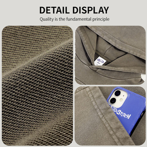 เสื้อฮู้ดดี้โอเวอร์ไซส์สไตล์สตรีทแวร์ ผ้าคอตตอนหนานุ่ม ทรงวินเทจ ล้างสีแบบแอซิดวอช สำหรับใส่โลโก้แบบกำหนดเอง เสื้อฮู้ดดี้คุณภาพสูงสำหรับผู้ชายและผู้หญิง - Product Image 5