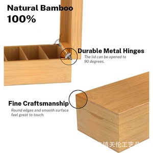 Organizador de tarjetas y recetas de madera para escritorio, tarjetero compartimentado con tapa abatible, soporte de madera maciza para documentos y notas - Product Image 5