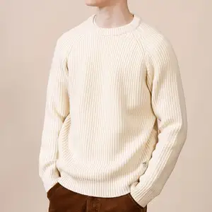 Kustom bergaya pria katun Jumper kustom padat rajutan Pullover Pria Merino wol rajut Sweater atasan kasmir Sweater pria