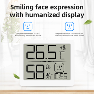 Kỹ thuật số thông minh Nhiệt kế ẩm kế với biểu tượng cảm xúc lớn LCD hiển thị kỹ thuật số cho nhà trong nhà phòng bé với lịch đồng hồ - Product Image 2