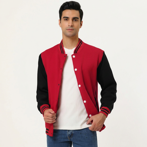 2025 New Arrival OEM Custom Logo Sporty <b>Stand</b> Collar Man Varsity Jacket PolyesterCotton Custom Color Regular Sleeve - Product Image 1