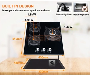 Cooking Appliances Gas <b>Stove</b> Tempered Glass 3 Burner Gas Cooker Gas Cooktop - Product Image 5