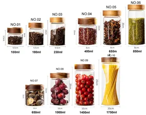 Groothandel Fabriek Prijs Keuken Opslag Draad Type Borosilicaat Glas Opslag Potten Met Luchtdichte Acacia Houten Deksel