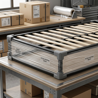 Cadre de lit King Size en bois de hêtre avec sommier intégré, composant de mobilier en acier inoxydable, robuste et durable, approvisionnement en gros