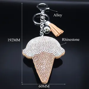 Porte-clés mignon en forme de glace, accessoires pour sac, porte-clés à pompon pour filles, décoration de sac, cadeau, bijoux, Porta Chaves Mulher K5138S1 - Product Image 6