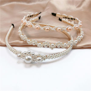 2021 الصيف جديد وصول الأزياء الشعر مجوهرات باليد وضعت اللؤلؤ العروس تيارا الحلو عصابة رأس للنساء - Product Image 2