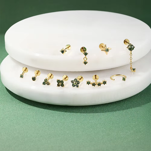 G23 Titane Boucle d'Oreille <span class=keywords><strong>Tragus</strong></span> Clou Fileté Internement avec Pierre Naturelle Anneau Labret Cartilage Hélix Piercing Bijou de Corps 16G - Product Image 4