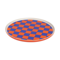 Service de table en céramique peinte à la main LovingHome, style coréen, motif quadrillé coloré, assiettes irrégulières/rondes à fleurs pour desserts, gâteaux et dîners
