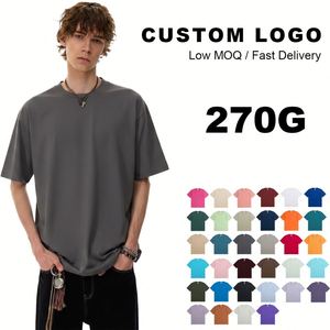 Camisetas Básicas de Manga Corta con Cuello Redondo de Algodón Puro de 270G, Nueva Llegada para Hombre, Verano - Product Image 4