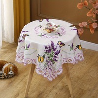 Meilleure vente transfrontalière directe usine : Table longue ajourée en tissu personnalisable, style nordique, broderie florale lavande