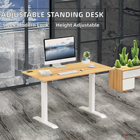 Bureau debout électrique moderne réglable en hauteur, extensible, artisanat Pindel, vente en gros |   Table de bureau en acier et bois clair |