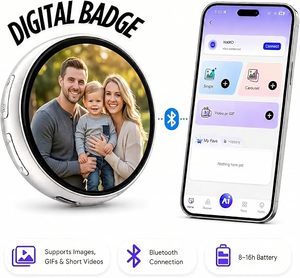 Badge numérique en gros avec écran tactile de 1,85 pouces, affichage de photos, diaporamas GIF et vidéos, broche électronique portable, support inclus - Product Image 6