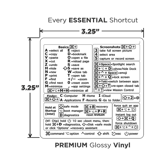 Custom Keyboard Shortcut Sticker Sensory Anxiety Sticker Reference Grainy Vinyl Laminated No-Residue Adhesive for Any PC Laptop