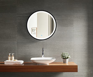 Miroir de coiffure rond à LED pour salle de bain avec cadre en métal et verre 80cm/90cm Design Art Déco mural - Product Image 1