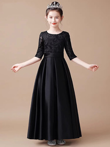 Lovely Girls' graceful LACE Princess Dress Girl long Piano Performance Violin Performance Orchestra Chorus Dress - Product Image 5