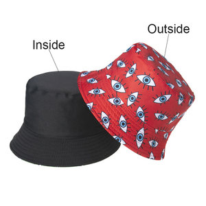 Gorras de verano para exteriores, gorro de calle Reversible de doble cara, estampado creativo de dibujos animados, sombreros de pescador de Panamá, <span class=keywords><strong>sombrero</strong></span> de cubo con ojos malvados - Product Image 5