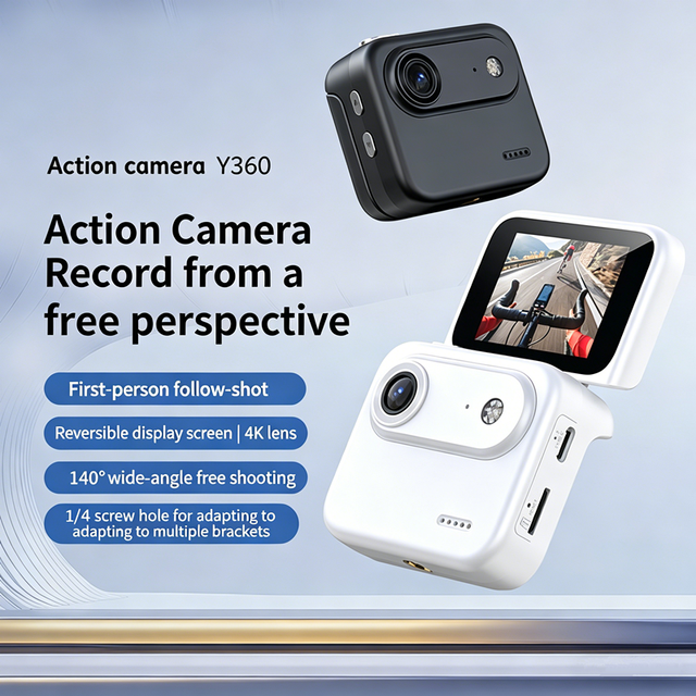 Y360 4K Ultra HD Sports Mini Action Camera Reversible 2.0" Screen 140 Wide Angle WIFI Stabilization Cycling Vlogging 32G