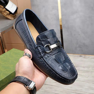 Genuine Leather Loafers <b>Men</b> Round Toe Breathable Rubber Outsole Office Career <b>Dress</b> Shoes - Product Image 2