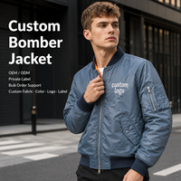 Blouson Bomber Homme Rétro Bleu Clair Délavé Brodé Lourd Streetwear Baseball Extérieur