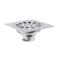 Siphon de sol carré moderne en acier inoxydable 304 avec couvercle, filtre de haute qualité, poli, pour salle de bain, anti-odeur, vente en gros