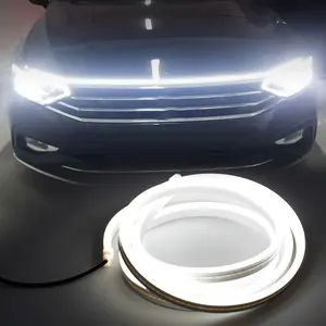 Raych Lampu Setrip Led DRL Mobil, Lampu Cahaya LED untuk Kap Fleksibel Tahan Air Led Auto Penutup Mesin, Lampu Hias Suasana Sekitar