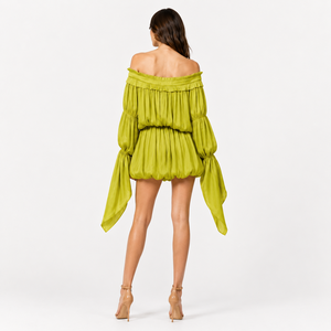 Abito Estivo da <span class=keywords><strong>Donna</strong></span> con Maniche Personalizzabili, Vestito Corto in Chiffon con Spalle Scoperte, <span class=keywords><strong>Taglie</strong></span> Plus - Product Image 3
