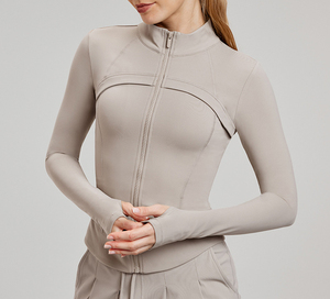 Chaqueta de correr de lana para mujer, resistente al agua, con cremallera completa, para invierno, clima frío, chaquetas térmicas de entrenamiento para ciclismo con agujeros para los pulgares - Product Image 3