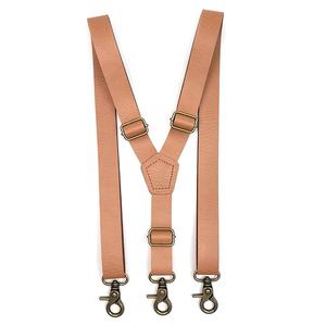 Hecho en China hecho a mano personalizado padrinos de boda de cuero genuino Tan hombres tirantes de boda para chaqueta informal - Product Image 1