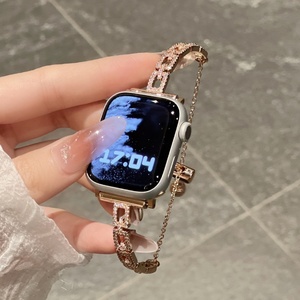 สายนาฬิกา Apple Watch สำหรับผู้หญิง ดีไซน์หรูหราประดับเพชรทรงเหลี่ยม วัสดุโลหะ สำหรับสมาร์ทวอทช์และอุปกรณ์เสริม - Product Image 2