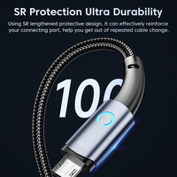 Cables de Datos Toocki 2024, los Más Recientes, Android, Carga Rápida 2.4a, Cable Micro USB con Indicador LED, 1m 2m 3m