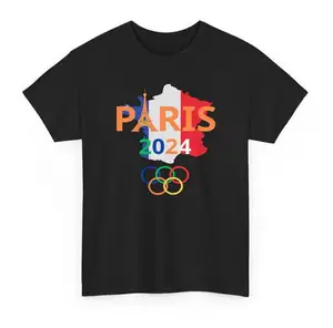 맞춤형 남성 티셔츠 파리 올림픽 의류 맞춤형 인쇄 반팔 O-넥 티셔츠 파리 올림픽 인쇄 티셔츠