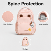 Sac à dos unisexe décontracté et mignon avec sangle de chariot, grande capacité, en tissu Oxford, oreilles d'animaux, poches latérales en maille, coussin d'air