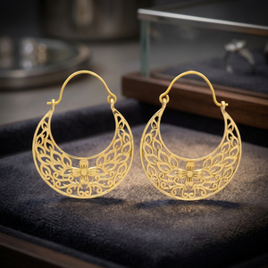 ต่างหูระย้าประดับลูกปัด ทอง 14K ชุบทองเหลือง จากราชสถาน - Product Image 2