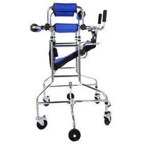 รถช่วยเดินสำหรับผู้ใหญ่พร้อมแผ่นรองสีน้ำเงิน ปรับความสูงได้ ใช้สำหรับฝึกฟื้นฟูสมรรถภาพขาส่วนล่าง - Product Image 4