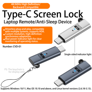 การ์ดจอแบบ Type-C อุปกรณ์ล็อคหน้าจอเสมือนแบบจำลอง ความละเอียดสูง สำหรับแล็ปท็อป ป้องกันการเข้าสู่โหมดพักเครื่องจากระยะไกล รองรับ 4K Ultra HD Audio - Product Image 6