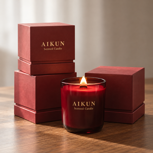 Bougie parfumée à mèche unique avec couvercle en verre vert Aikun, logo personnalisé, marque privée, choix de parfum, OEM, ODM, commande en gros pour la décoration intérieure - Product Image 2