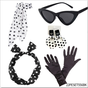 Ensemble d'accessoires de costume des années 50 pour femmes, foulard, bandeau, lunettes, boucles d'oreilles, décorations des années 50 et <span class=keywords><strong>80</strong></span>, bandana, cravate, boucles d'oreilles - Product Image 5