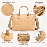 Sac pour ordinateur portable en papier kraft lavable, sacoche d'affaires avec bandoulière amovible pour le bureau et les voyages, vente en gros