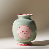 Récipient hydroponique de haute qualité Vase en céramique décoration gros ventre rond bourgeon fleur décoration de la maison Vase avec logo décalcomanie